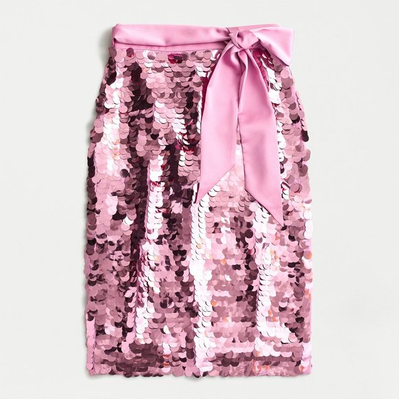 Crew Skirts Nwt J Crew Pink Satin Bow Paillette Sequin